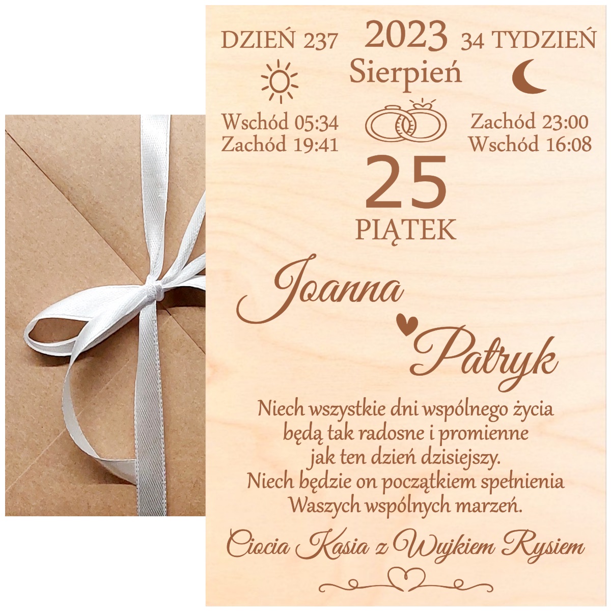 KARTKA Z KALENDARZA Z ŻYCZENIAMI NA ŚLUB WESELE zdjęcie 1
