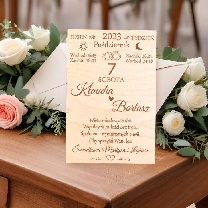 PAMIĄTKA ŚLUBNA KARTKA Z KALENDARZA zdjęcie 2