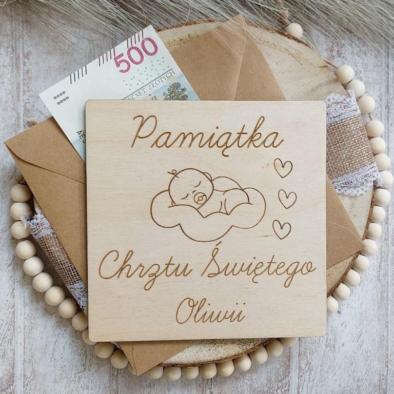 DREWNIANA PAMIĄTKA CHRZTU ŚWIĘTEGO PREZENT NA CHRZEST BOBAS zdjęcie 1