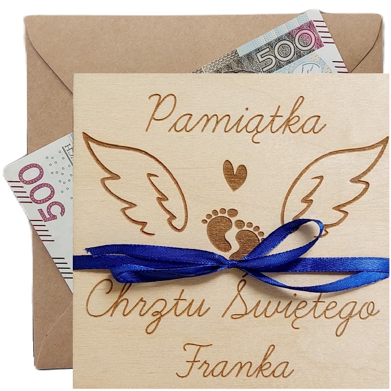 DREWNIANA PAMIĄTKA CHRZTU ŚWIĘTEGO PREZENT NA CHRZEST SKRZYDEŁKA zdjęcie 1
